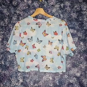 Mesh butterfly crop top